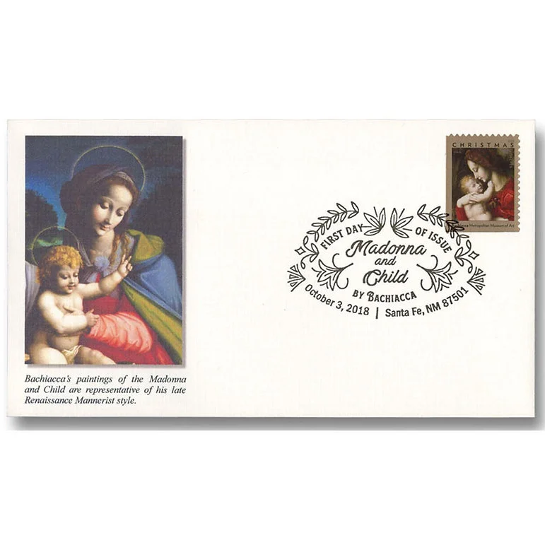 2018 Madonna and Child Forever Stamps sheet featuring Bachiacca Renaissance painting