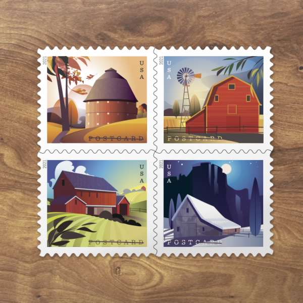 Barns Postcard Stamps